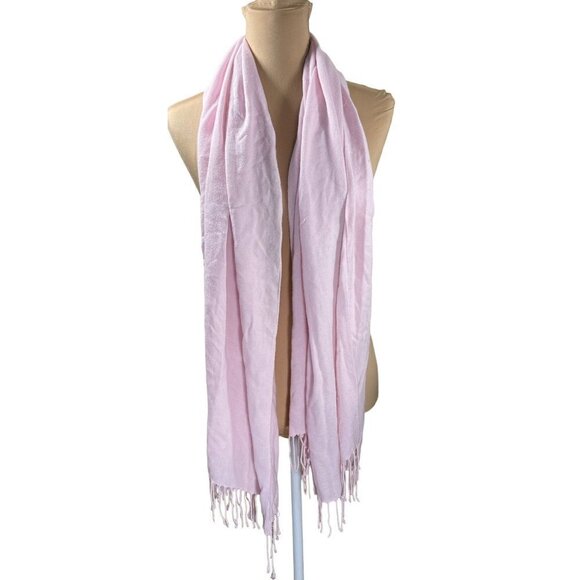 Unbranded Tassel Neck Scarf Bubblegum Pink Rectangle Long Knit 27" X 67" - Picture 2 of 4